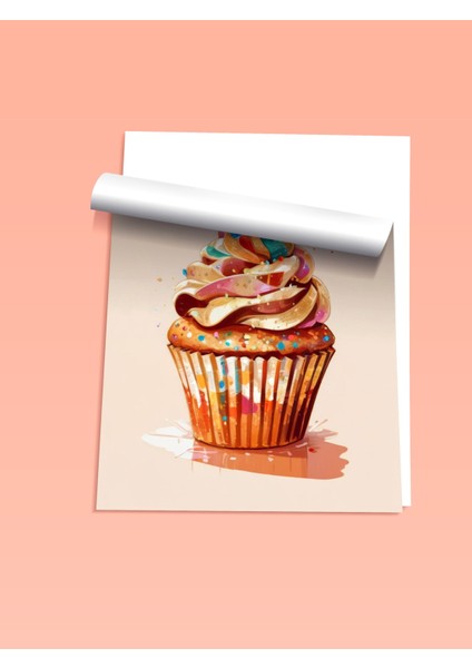 Çerçevesiz Poster, Cupcake Illüstrasyonu – Renkli Tatlı, Mutfak Dekoru Poster No: 109426 fiyatları