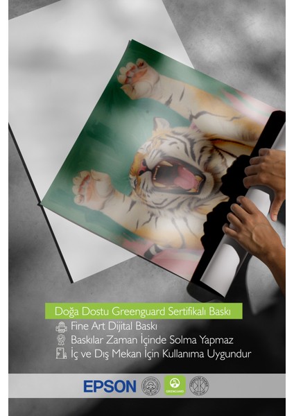 Ahşap Çerçeveli Tablo, Kaplan Bağırışı Dinamik Çizim, Genç Odası Dekoru Poster No: 109675