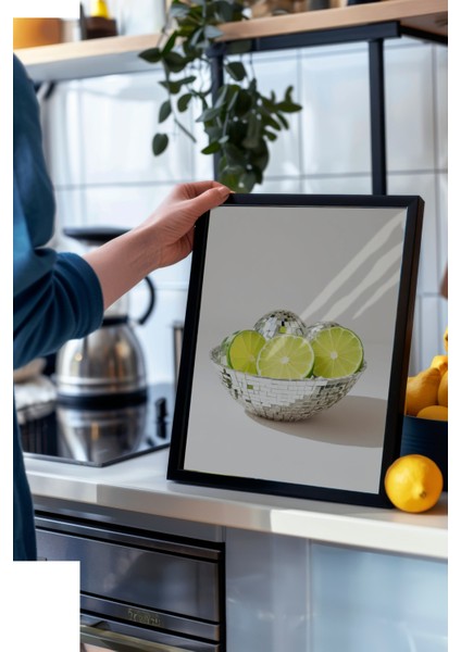 Siyah Çerçeveli Tablo, Kasede Limon Minimal Çizim, Mutfak Dekoru Poster No: 109559 modelleri