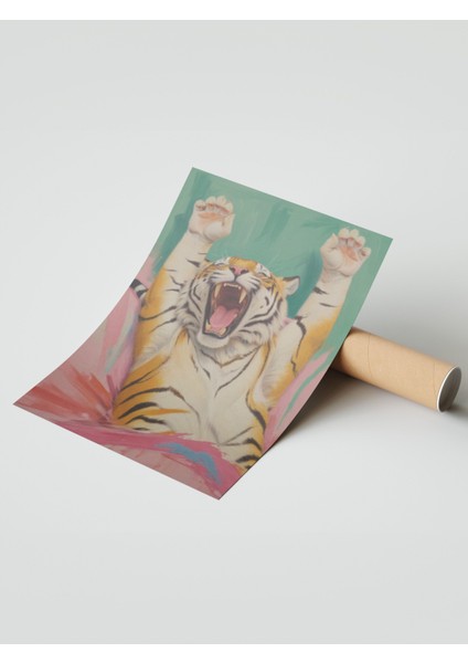 Çerçevesiz Poster, Kaplan Bağırışı Dinamik Çizim, Genç Odası Dekoru Poster No: 109675 modelleri