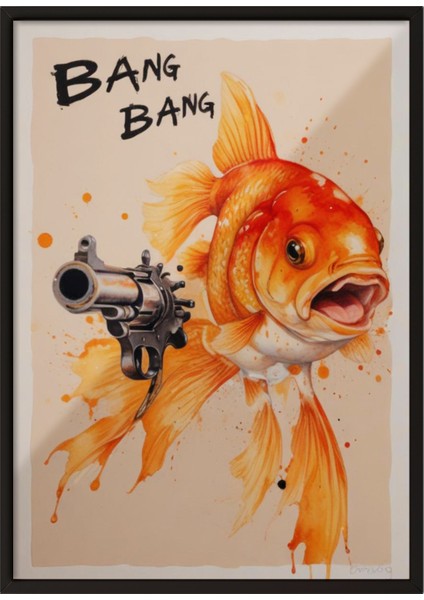 Siyah Çerçeveli Tablo, Bam Bam Portakal Sıkması Efekti, Genç Odası Dekoru Poster No: 109574