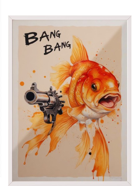 Beyaz Çerçeveli Tablo, Bam Bam Portakal Sıkması Efekti, Genç Odası Dekoru Poster No: 109574