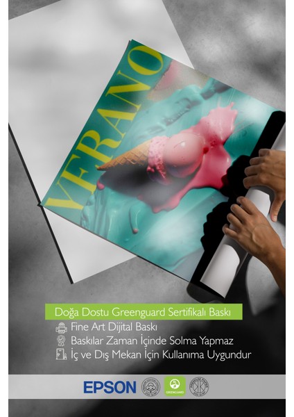 Beyaz Çerçeveli Tablo, Verano Retro Yaz Reklamı, Salon Dekoru Poster No: 109650