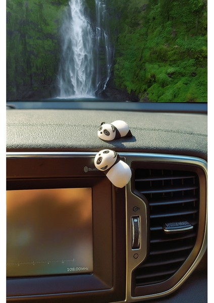 2 Adet Mini Panda Araç Içi Aksesuar, Araba Torpido Süsü, Klima Süsü, Panda Dekor, Masa Dekoru, Dikiz Aynası Süsü modelleri