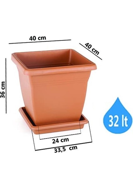SO-VK04 Villa Kare Tabaklı Saksı Takımı 32 Lt Kiremit 5 Adet fiyatları