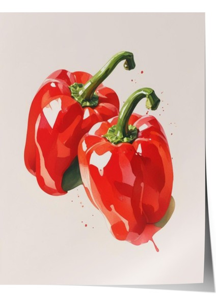 Çerçevesiz Poster, Kırmızı Biber Gerçekçi Stil, Mutfak Dekoru Poster No: 109555
