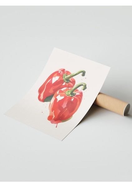 Çerçevesiz Poster, Kırmızı Biber Gerçekçi Stil, Mutfak Dekoru Poster No: 109555 modelleri