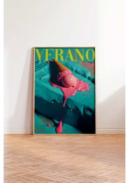 Ahşap Çerçeveli Tablo, Verano Retro Yaz Reklamı, Salon Dekoru Poster No: 109650 modelleri