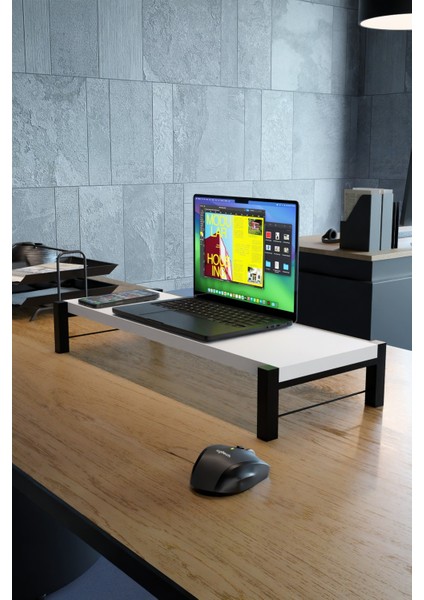 Monitör ve Laptop Yükseltici Stand 50x20 cm Ergonomik Masaüstü Sehpa Organizer Ofis ve Ev İçin Dayanıklı Masaüstü Organizer