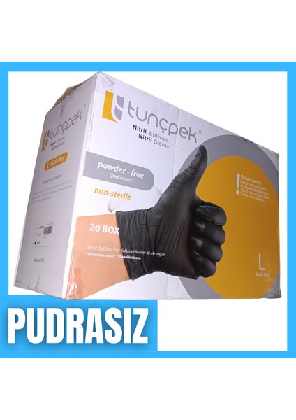 Siyah Nitril Eldiven 100'LÜ - 1 Koli (20 Paket) Pudrasız Eldiven modelleri