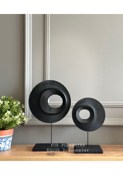 Siyah Dekoratif,masa Üstü Şık 2’li Yaprak Takım Biblo/ Ev / Ofis Dekor/raf / Kitaplık Dekorasyon