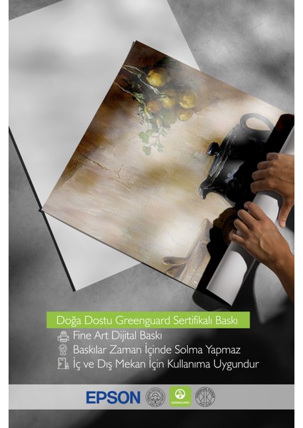 Beyaz Çerçeveli Tablo, Eski Sürahi ve Tabak Natürmort, Mutfak Dekoru Poster No: 108583