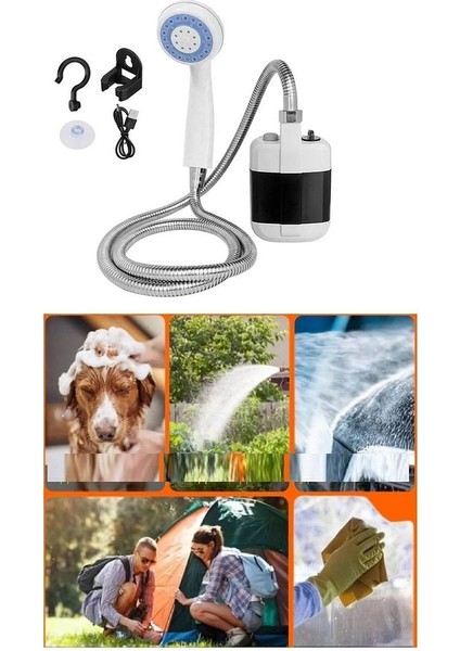 Taşınabilir USB Şarjlı Seyyar Duş Seti Elektrikli Duş Pompası Karavan Kamp Çadır Plaj Seyahat Bahçe fırsatları