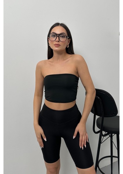 Kadın Crop Top Straplez Basic Sırtı Kopçalı Büstiyer