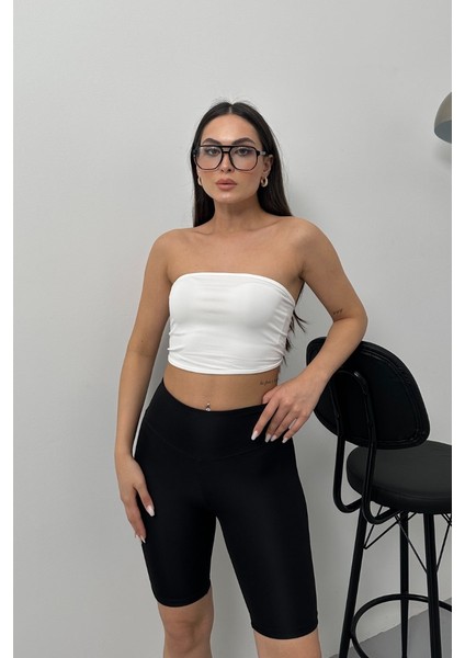 Kadın Crop Top Straplez Basic Sırtı Kopçalı Büstiyer