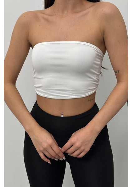 Kadın Crop Top Straplez Basic Sırtı Kopçalı Büstiyer