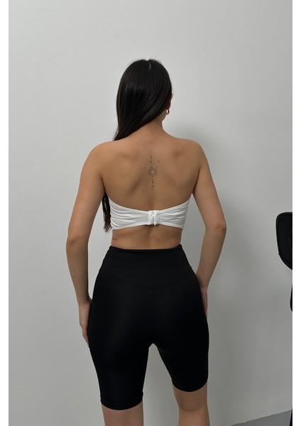 Kadın Crop Top Straplez Basic Sırtı Kopçalı Büstiyer