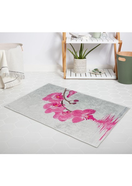 Banyo Halısı Dijital Baskılı Banyo Paspası 50X80 Polyester Kaymaz Tabanlı Duş Paspası Orchid
