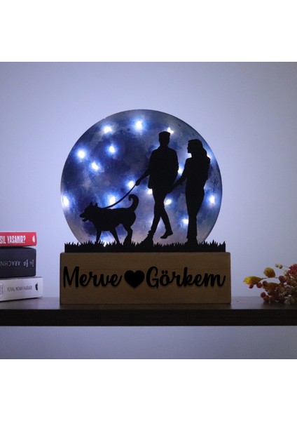 LED Işıklı Pleksi Dolunay Kişiselleştirilebilir Biblo Silvia Köpek Gezdiren Çift Anahtar Askılığı fırsatları