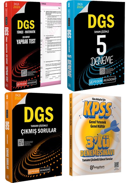 2026 Dgs Türkçe-Matematik Çek Kopart Yaprak Test-Çözümlü 5 Deneme-Çözümlü Çıkmış Sorular