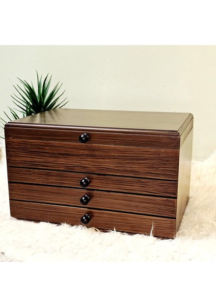 Ahşap 58 Bölmeli Kapaklı Ceviz Tesbih Kutusu Koleksiyonluk Aksesuar Dolabı fiyatları