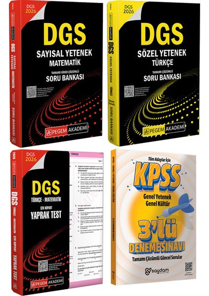 2026 Dgs Sözel-Sayısal Yetenek Matematik Tamamı Video Çözümlü Soru Bankası-Çek Kopart Yaprak Test