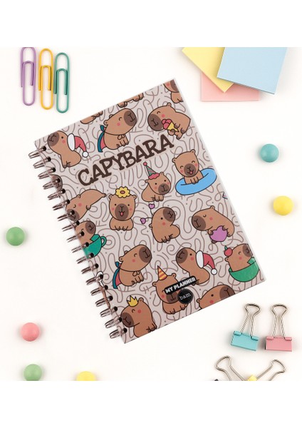 Capypara Konuşan Planner Haftalık Planlayıcı Stickerli Spiralli Defter