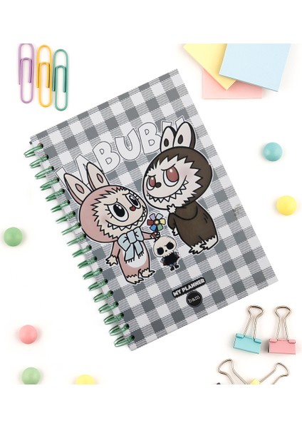 Labubu Konuşan Planner Haftalık Planlayıcı Stickerli Spiralli Defter