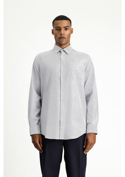 Uzun Kol Regular Fit Desenli Pamuk Gömlek fırsatları