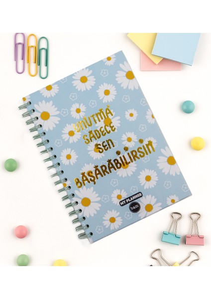 Unutma Sadece Sen Başarabilirsin Konuşan Planner Haftalık Planlayıcı Stickerli Spiralli Defter