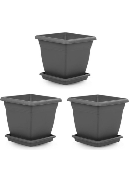 SO-VK05 Villa Kare Tabaklı Saksı Takımı 64 Lt Antrasit 3 Adet
