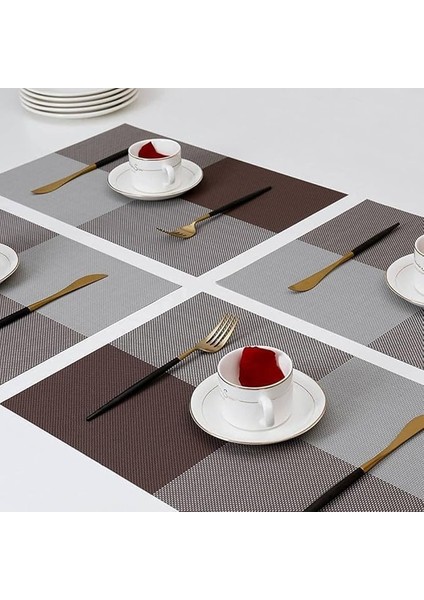 Masa Örtüsü 4'lü Set Amerikan Servis Sunum Altlığı Yıkanabilir Yanmaz 45 x 30 cm Tabak Sunum Altlığı