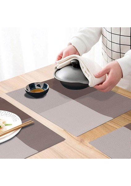 Masa Örtüsü 4'lü Set Amerikan Servis Sunum Altlığı Yıkanabilir Yanmaz 45 x 30 cm Tabak Sunum Altlığı fiyatları