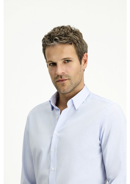 Uzun Kol Slim Fit Dar Kesim Klasik Çizgili Pamuk Gömlek modelleri