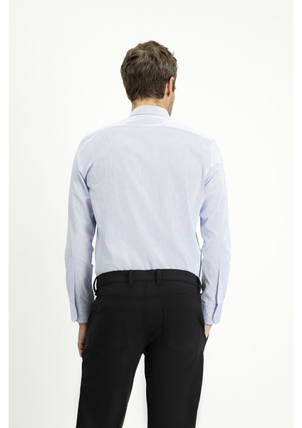 Uzun Kol Slim Fit Dar Kesim Klasik Çizgili Pamuk Gömlek fırsatları
