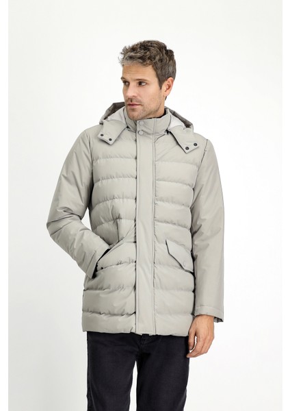 Slim Fit Dar Kesim Kapüşonlu Spor Şişme Mont