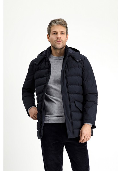 Slim Fit Dar Kesim Kapüşonlu Spor Şişme Mont