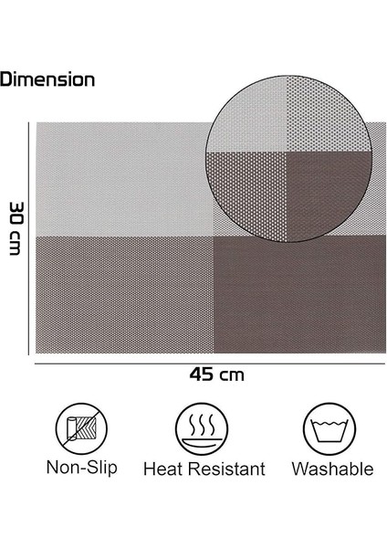 Amerikan Servis Sunum Altlığı 4 Adet Kaymaz Isıya Dayanıklı Leke Tutmaz Yıkanabilir Pvc 45 x 30 cm fiyatları