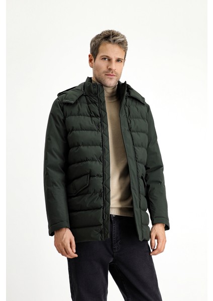 Slim Fit Dar Kesim Kapüşonlu Spor Şişme Mont