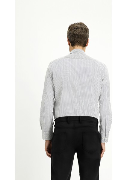 Uzun Kol Slim Fit Dar Kesim Klasik Çizgili Pamuk Gömlek fırsatları