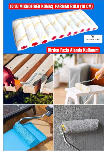 10'lu Mikrofiber Kumaş Parmak Rulo Yedek Başlığı Boya Rulosu Çok Kaliteli Kullanışlı (10 Adet) fırsatları