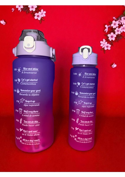 Motivasyon 2li Su Matarası Suluk 2lt 750ML Yavrulu Tritan Spor Su Şişesi Sticker ve Figür Hediyeli fiyatları