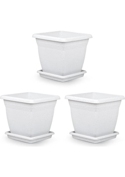 SO-VK05 Villa Kare Tabaklı Saksı Takımı 64 Lt Kirli Beyaz 3 Adet