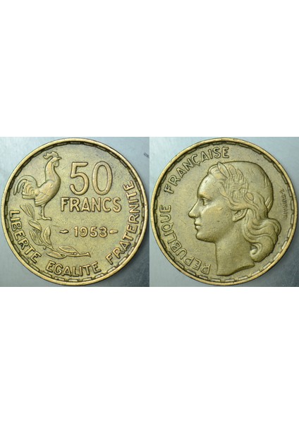 Fransa 50 Frank 1953 Horoz Görselli.