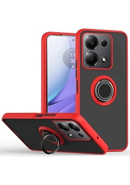 Newface Xiaomi Redmi Note 13 Pro 4g Montreal Yüzüklü Silikon Kapak - Kırmızı (K0)