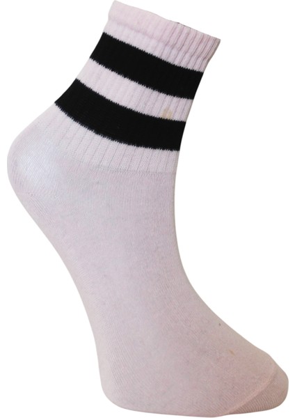 Pembe Siyah Çizgili Kolej Çorap