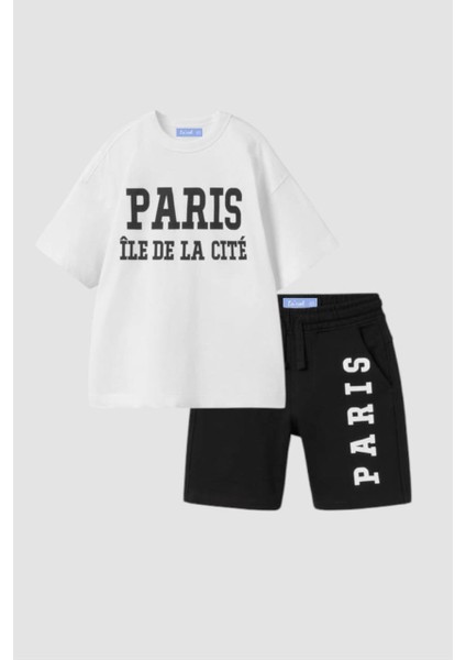 La Ciel Paris Baskılı Takım – Siyah & Beyaz