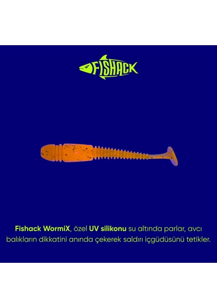 Silikon Kurt Yem - 1,1g 55MM - Fishack Wormix - 1 Adet - Uv - Turuncu - Karides Kokulu fiyatları