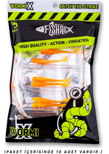 Silikon Kurt Yem - 1,1g 55MM - Fishack Wormix - 1 Adet - Uv - Turuncu - Karides Kokulu indirimleri