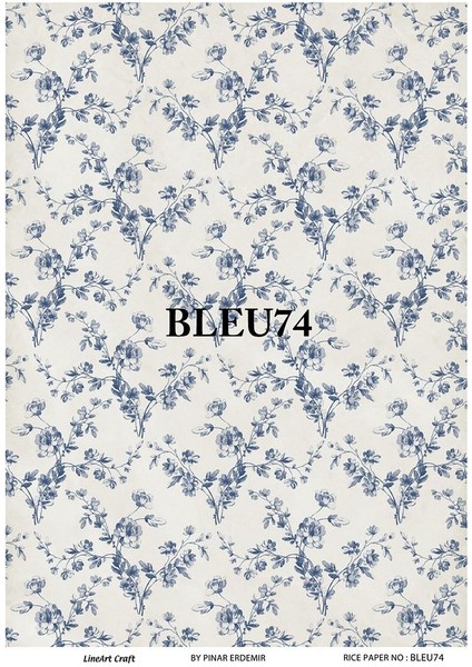 BLEU74 Mavi Beyaz, Çini, Karo Pirinç Dekopaj 30X42